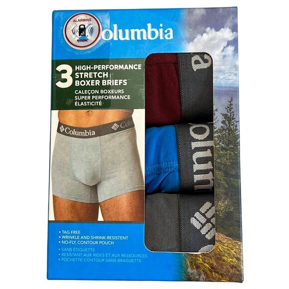 Columbia Mens High Performance Stretch Boxer Briefs XL 3 Pack Multi NEW - Picture 1 of 4